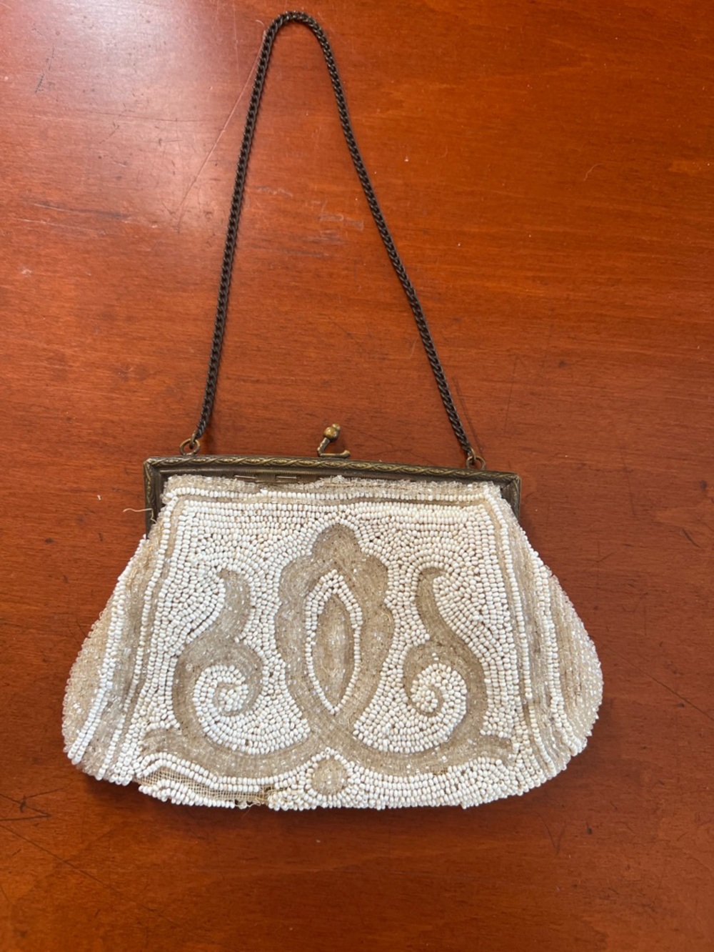 Antique micro beaded 1920s flapper handbag purse AS IS